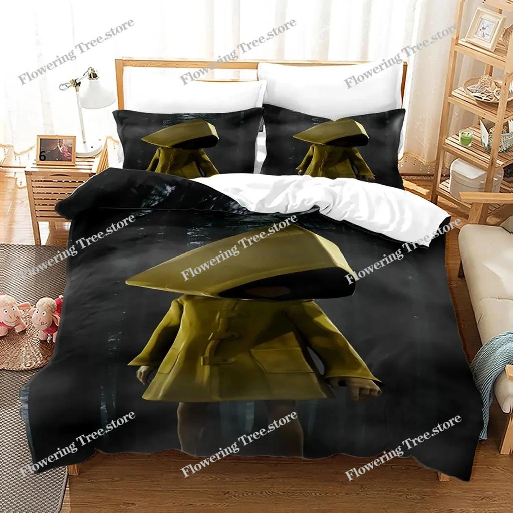 3D Oyun Little Nightmares Yatak Örtüsü Seti Tek Çift Tam Kraliçe King Boy Little Nightmares Yatak Seti Yetişkin Çocuk Yatak Odası Nevresim
