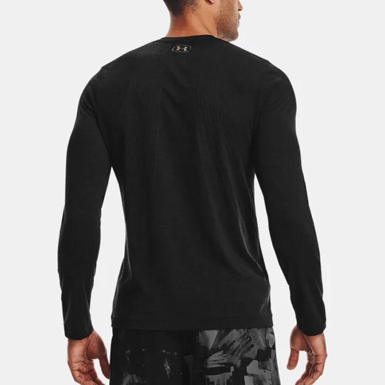 Under Armour Rush Series Logo Solid Pullover Sports T-Shirt Men Tops Black 1361135-001