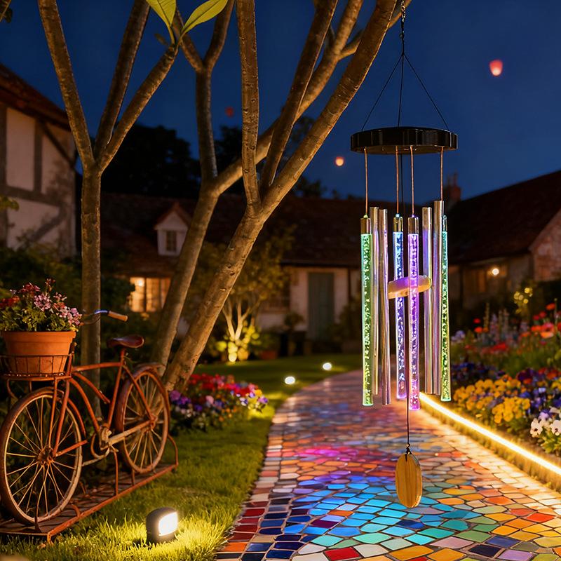 

New Outdoor Solar Wind Chime Light Garden Bubble Wind Chime Colorful Decorative Light Homestay Courtyard Atmosphere Light 1PCS