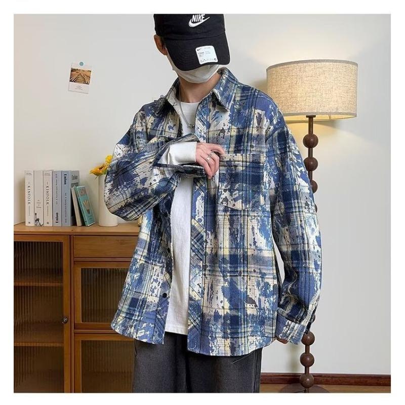 Design-designed Plaid Shirt Long-sleeved Jacket for Men's Spring and Autumn New High-end Casual Top
