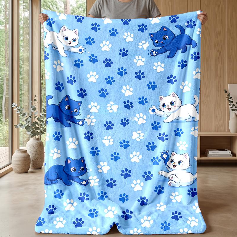 Cute Kitten with Dragonflies blanket Personalized Name Flannel Blanket Soft Cozy Plush Throw for Sofa Bed Lightweight Home Decor