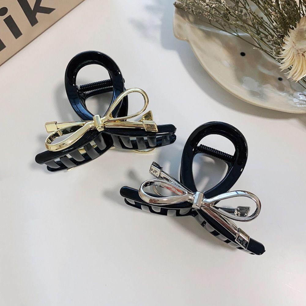 Korean Style Metal Bow Claw Clip Ins Bow Crab Clip Simple Bow Hair Claw  Party
