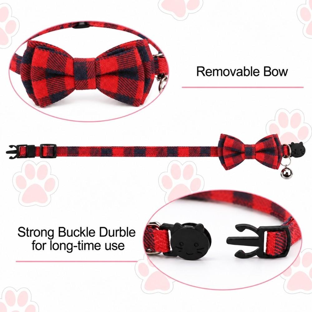 Plaid Breakaway Collar Bowknot Kitten Collar Decorative Cat Collar Kitten