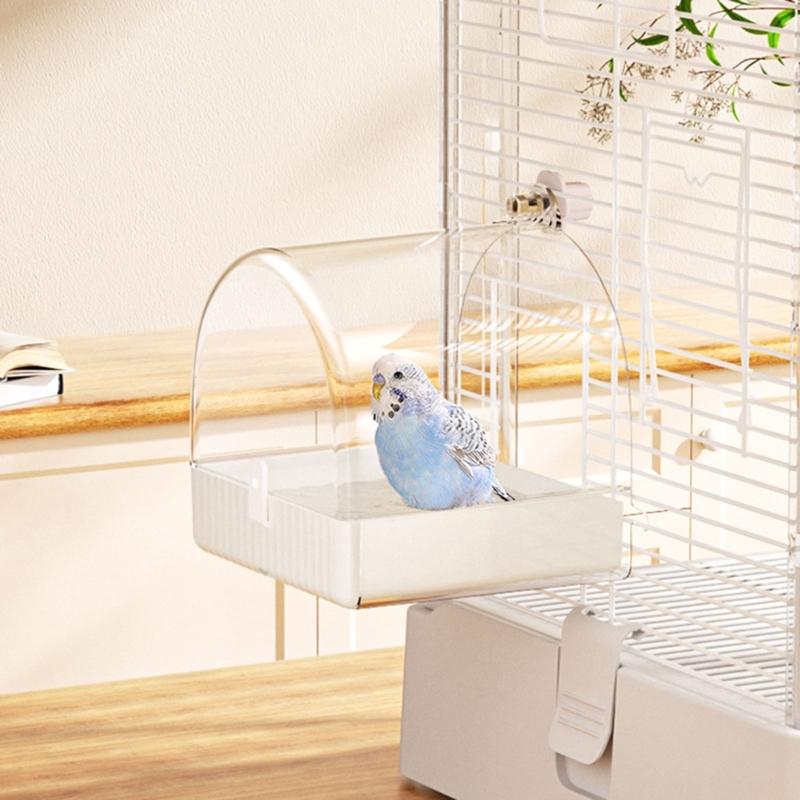 Pet Bird Bath Tub Clear Bathing Tub Parrot Bathtub Parrot Shower Box Bathtub with Bottom Drawer 7''