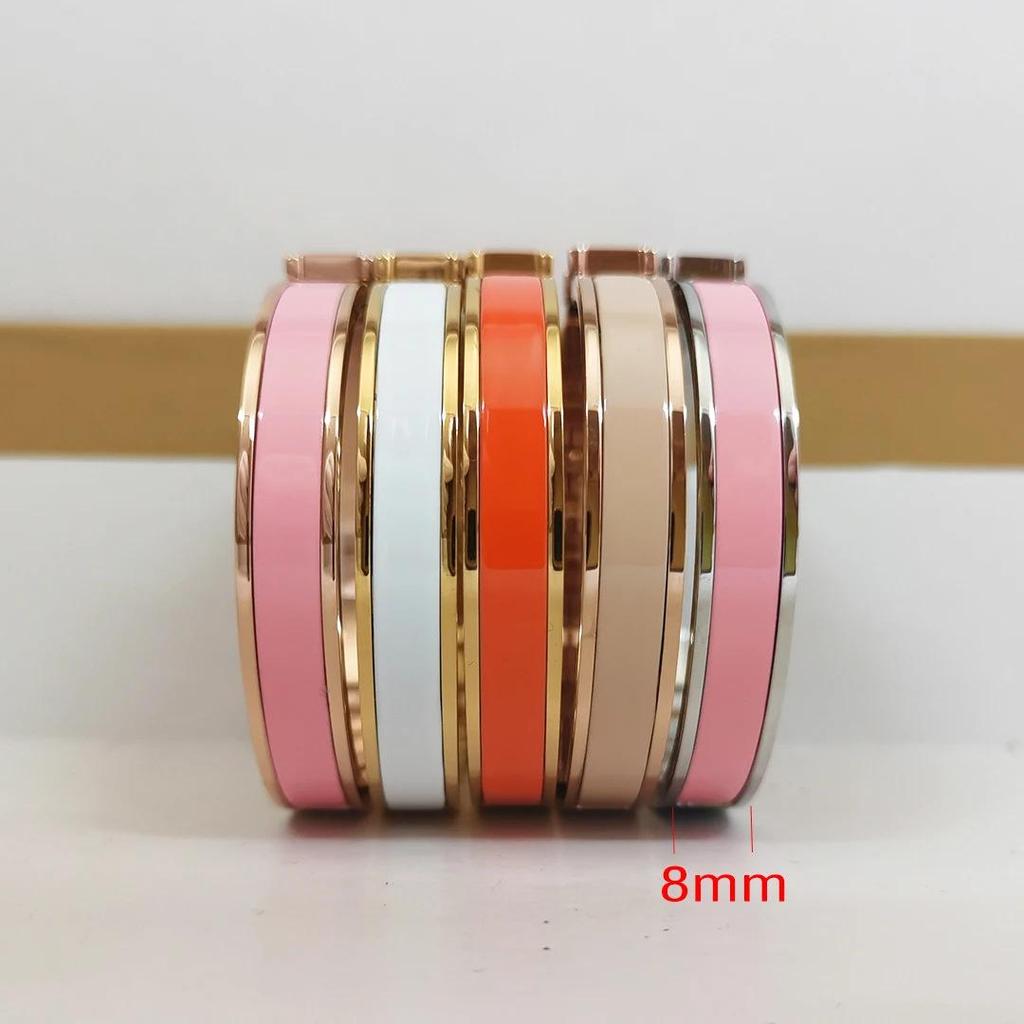 Bracelet Émail Coloré Bracelet Couple Acier Inoxydable Plaqué Or Bracelets Couple Émail Coloré