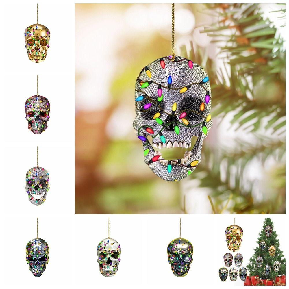 

DIY Skull Pendant Horror Skeleton Car Ornaments Christmas Tree Drop Ornaments Automotive Interio 1