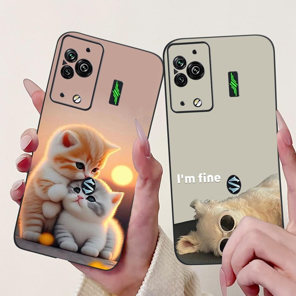 Per Xiaomi Black Shark 5 Pro Shark5 Custodia per Telefono Black Shark 5 5Pro Elegante Floreale Gatto Dipinto Morbido Silicone TPU Custodie
