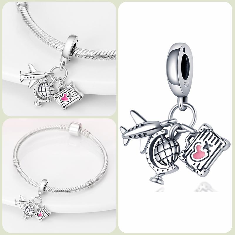 Modne koraliki zawieszki S925 ze srebra próby 925 w stylu klasycznym i romantycznym z motywem żółwia lotosu, odpowiednie do oryginalnej bransoletki DIY na prezent