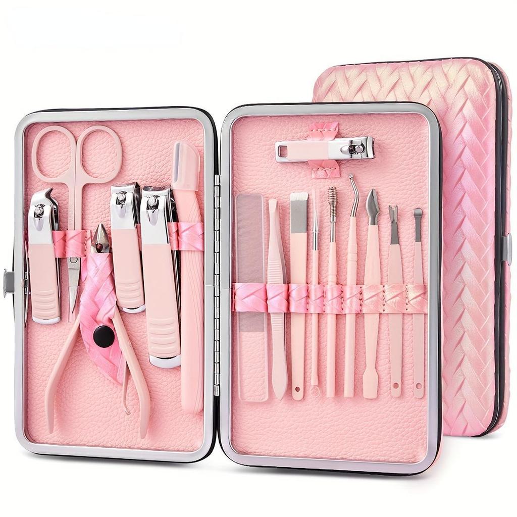 7/10/12/16 Pieces Nail Clipper Set New Woven Bag Pink Nail Clippers Nail Clipper Tools