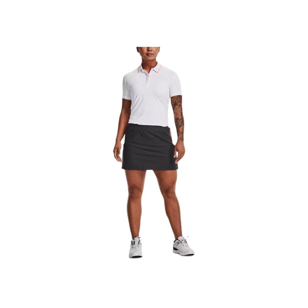 Under Armour Striped Pullover Polo Shirt Women Tops White 1370132-100