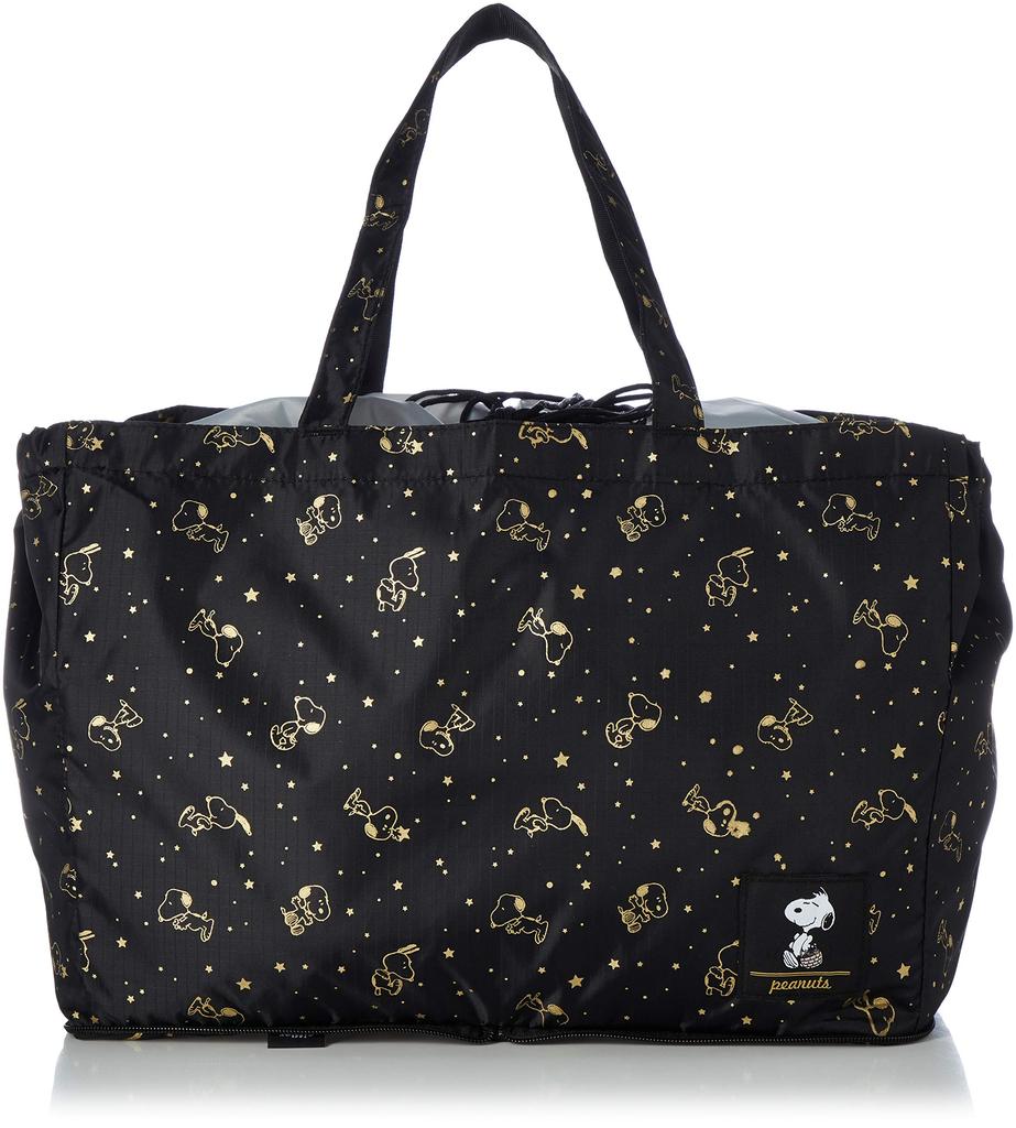 ECO0415 Shopping Basket Compatible Foldable Bag Miffy Disney Snoopy Gold Star Black [Sifre] Cool/Insulated