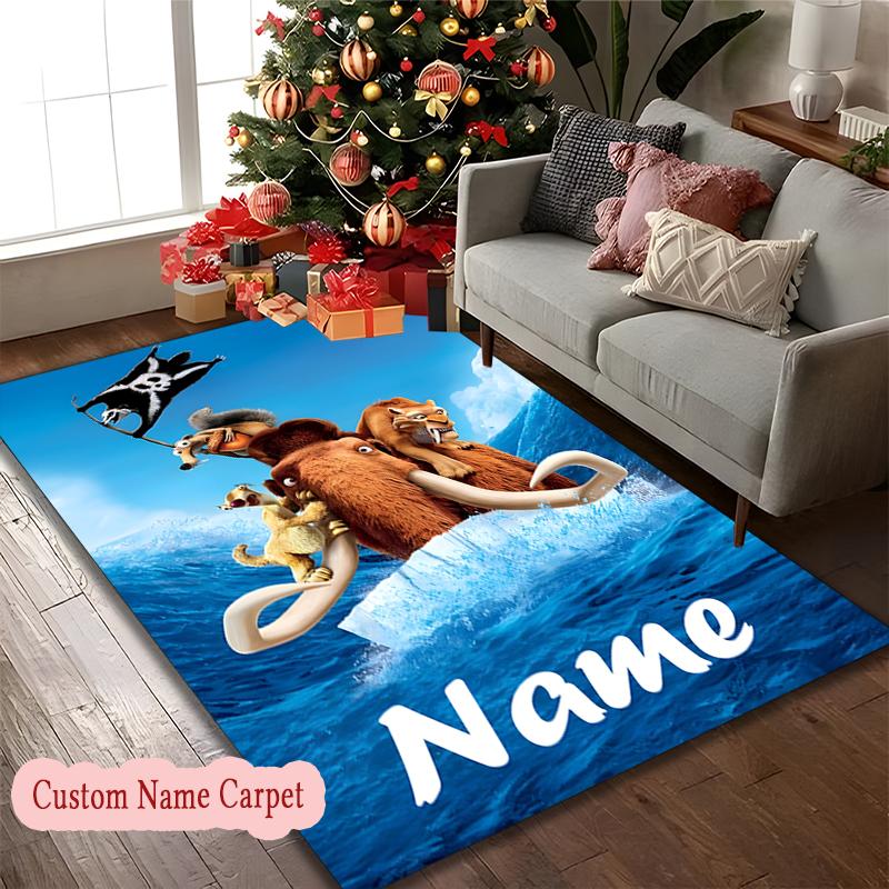 1pc Customize Name Chair Rug for Home Office Use, Pirate Animals Iceberg Area Carpet Appropriate for All Seasons