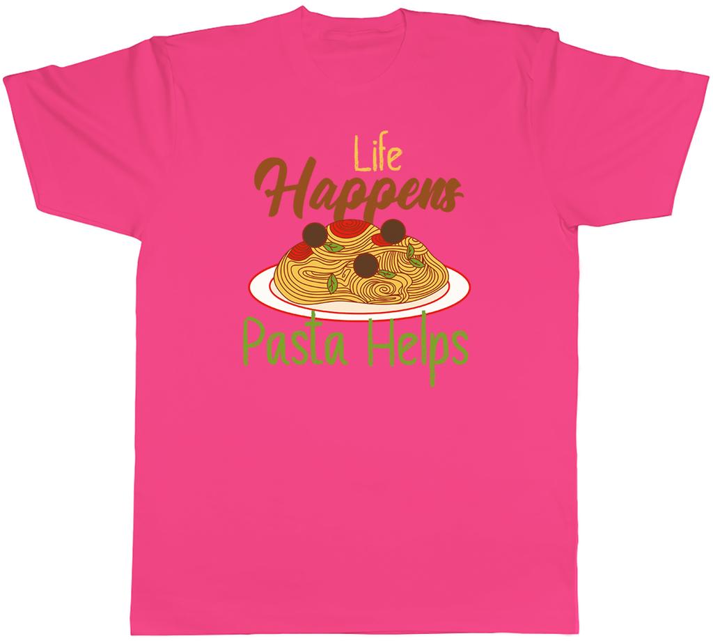 Life Happens Pasta Helps Unisexs TShirt Funny Foodie Spaghetti Lover Tee Gift