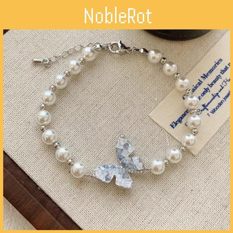 French Style Luxurious Pearl Butterfly Bead Bracelet Chic And Unique Jewelry Handmade