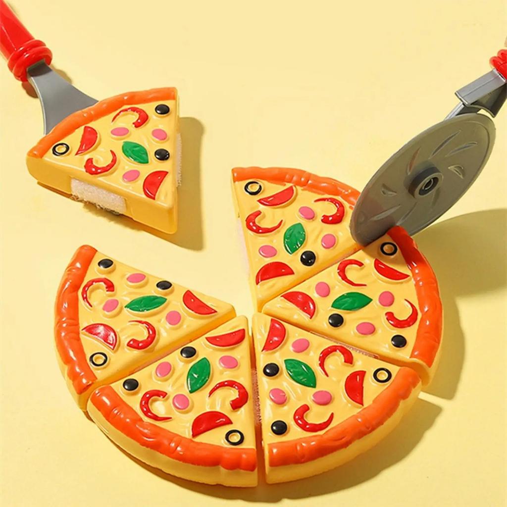 Pizza Party Toy Play Set For Kids Pizza Pie Pretend Play Food Slice And Serve Plastic Kitchen Play Accessories Interactive Game