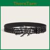 Cintura in Pelle Punk con Teschio e Fibbia Metallica per Uomo Giovane Streetwear Casual