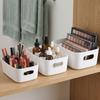 White Plastic Storage Box Organizer Multi-purpose Desktop Storage Bin For Home Bathroom Office Portable Plastic Organizer