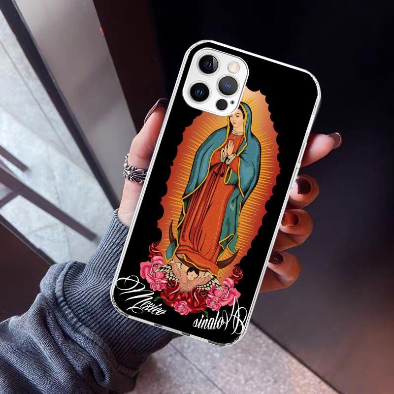 Virgin De Guadalupe Virgen Mary Phone Case For iPhone 17 Air 11 13 Mini 14 15 Plus 16 12 Pro Max 16E SE 7 8 Pattern Soft TPU Bac