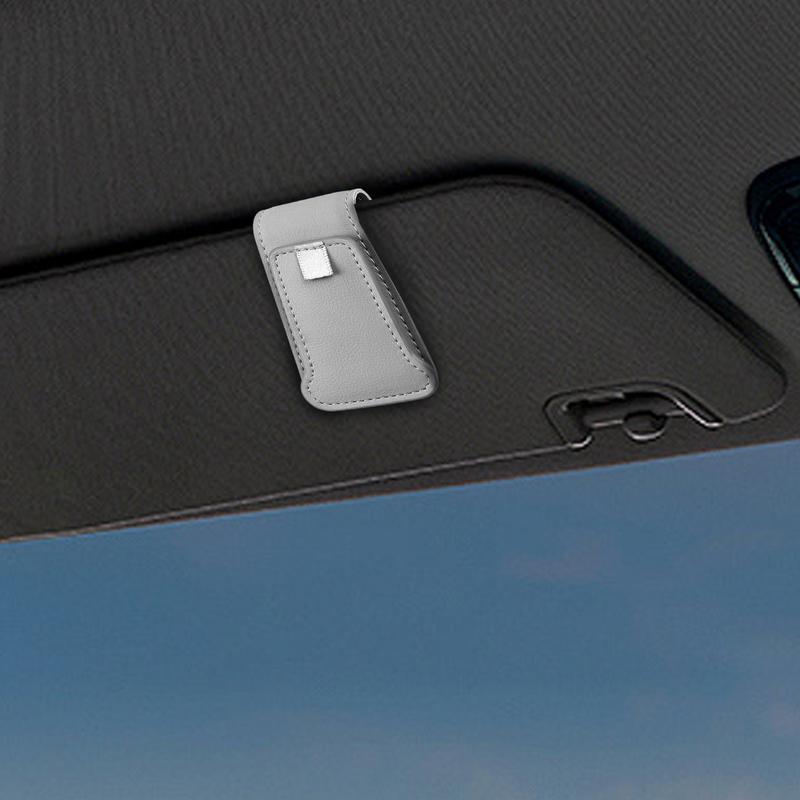 Magnetic Car Auto Sun Visor Eyeglass Hanger Clip Leather Glasses Holder  Universal Multi-Function Automobile Accessories Storage