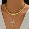 Diamond Cross Necklace Personalized Alloy Pendant Light Luxury Niche Versatile Jewelry Women's Necklace