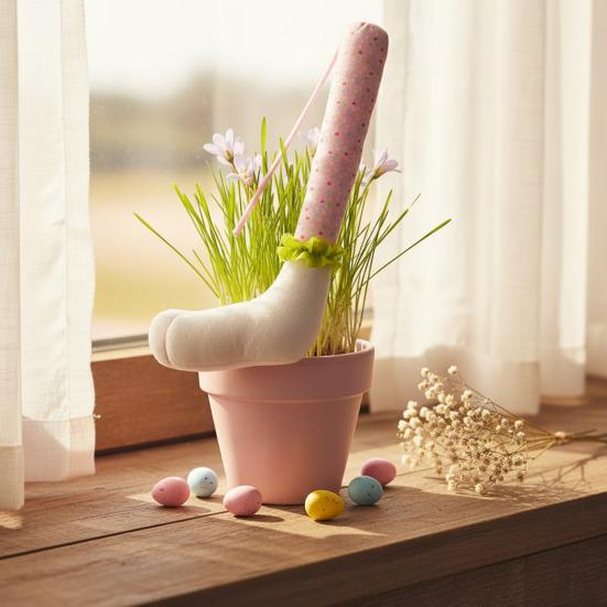 Easter Bunny Leg Hanging Ornament Soft Plush Long Leg Decoration for Farmhouse Spring Porch Outdoor