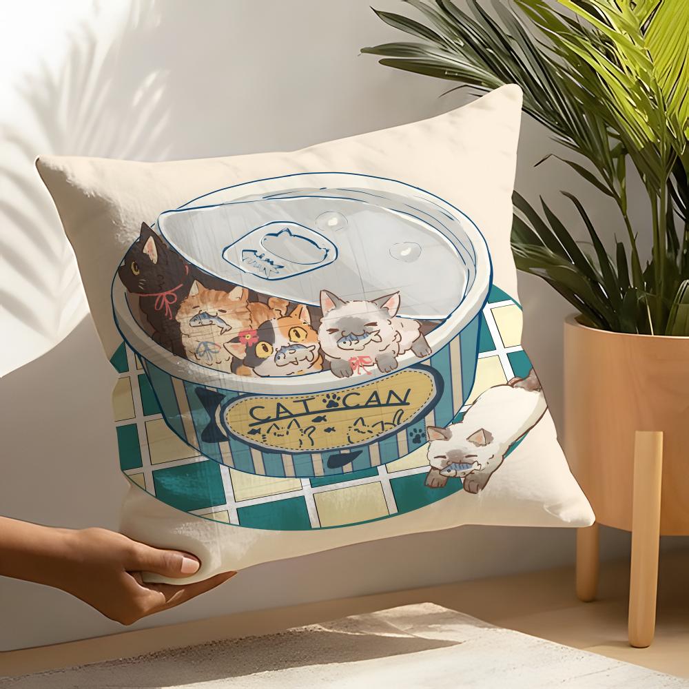 Cute Cartoon Plush Cat Pillow Case Linen Cushion Covers For Decorative Sofa Home Pillows Case Car Chair Pillows Cases