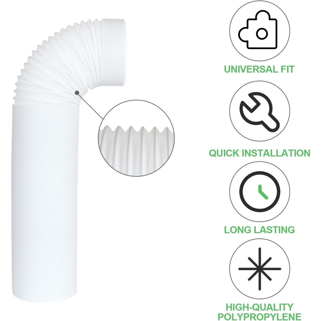 Portable Air Conditioner Universal Exhaust Hose 5 Inch Diameter 59" Long Clockwise Thread Room Airconditioner AC Vent Replacement Tube