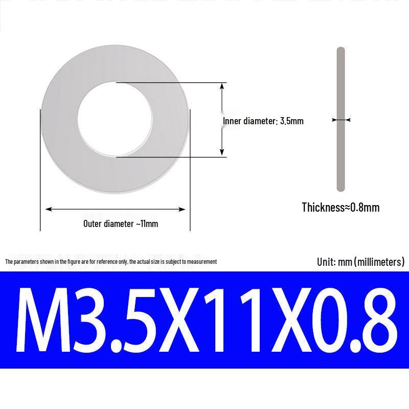 304 Stainless Steel Ultra-Thin Flat Washer, Thickness: 0.1/0.2/0.3/0.4/0.5 Mm, Sizes M1-M8