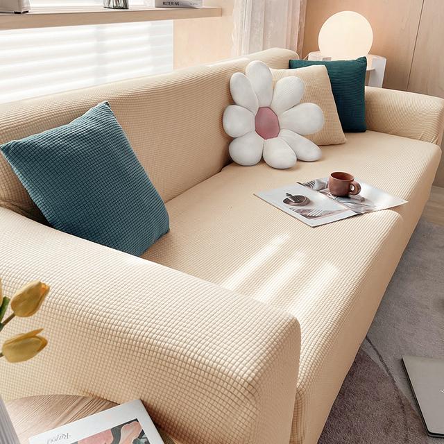 Levivel Stretch Jacquard Sofa Cover Elastic Plain Color Sofa Covers For Living Room Slipcover Couch Cover Furniture Protector