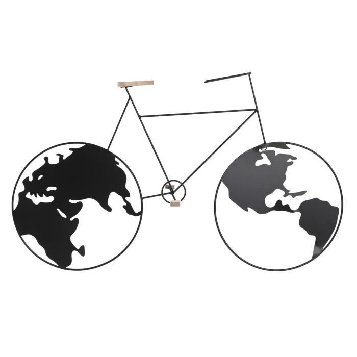 Décoration murale - Métal - Bicyclette - Noir - 74 x 10 x 43,5 cm - Style loft