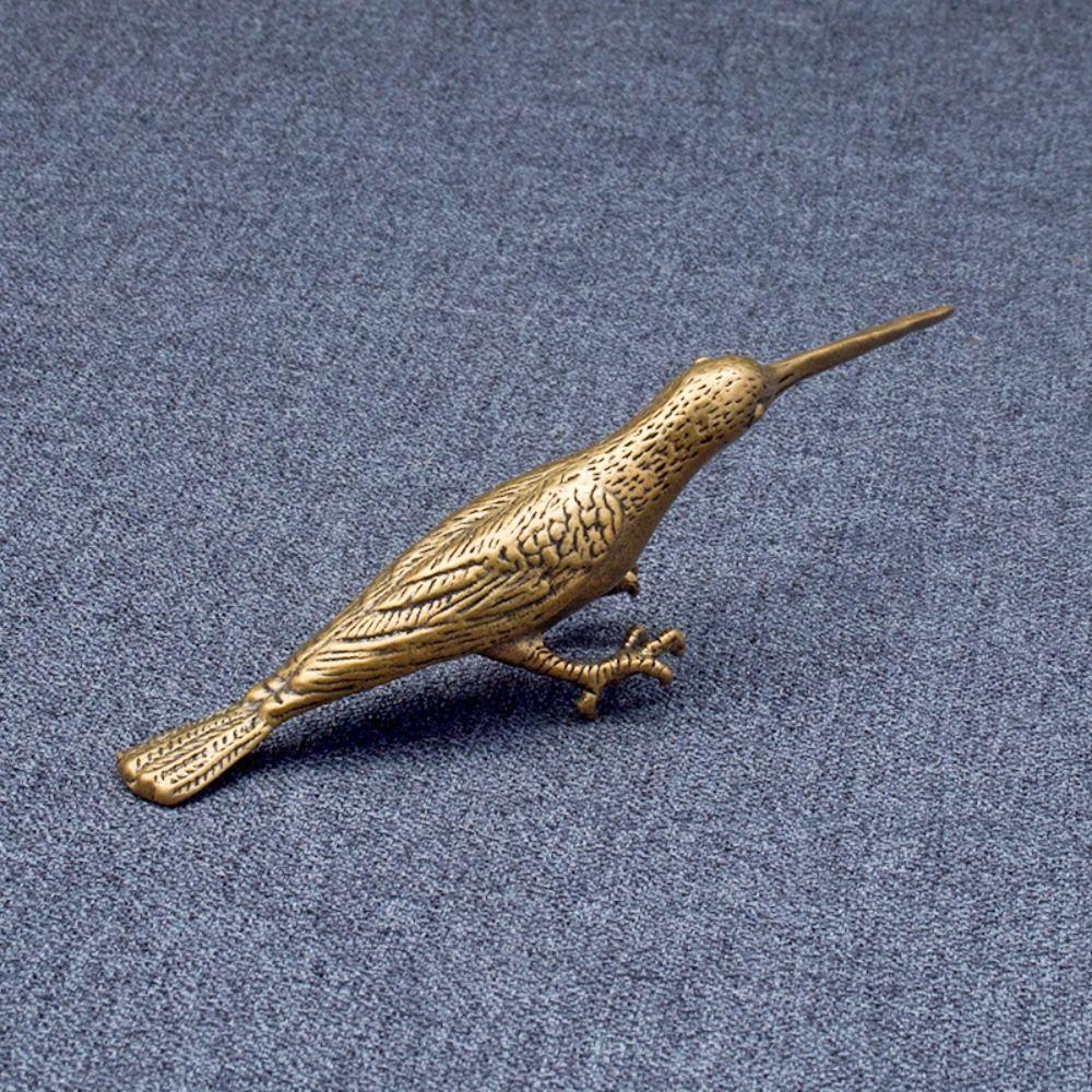 Long Mouth Bird Animal Statue Solid Brass Desktop Ornaments Vintage Tea Pet  Home Decor