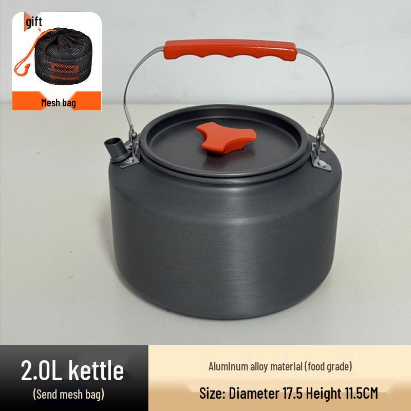 Portable Outdoor Camping Cookware Set: Folding Aluminum Alloy Pots & Kettle
