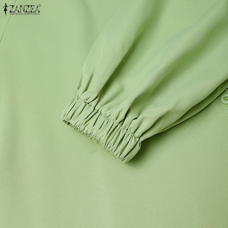 ZANZEA Damski casualowy płaszcz trenczowy z cienkiego materiału z luźnym krojem i długim rękawem, z kołnierzykiem wykładanym