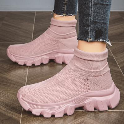 Scarpe Singole da Donna Europee Americane 2024 Nuove Rete Traspirante Suola Spessa Scarpe Vulcanizzate Leggere Casual e Confortevoli
