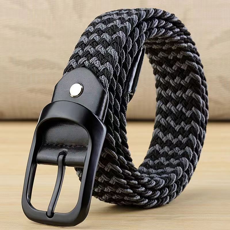 Universal Men'S And Women'S Woven Elastic Canvas Belt, Elastic And Non-Porous, Randomly Interspersed Belt, Breathable And Comfortable Belt