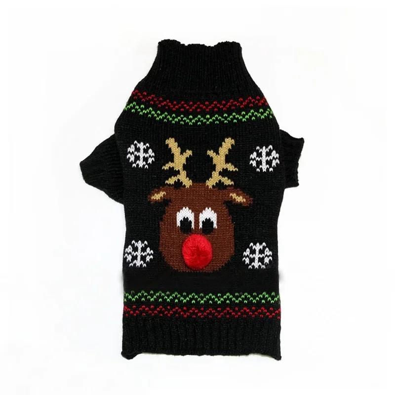 

Christmas Dog Clothes Winter Dog Sweater Pet Outfit Knit Apparel Cat Puppy Clothing Xmas Pet Costume Coat Corgi Clothes Dropship XXS чорний
