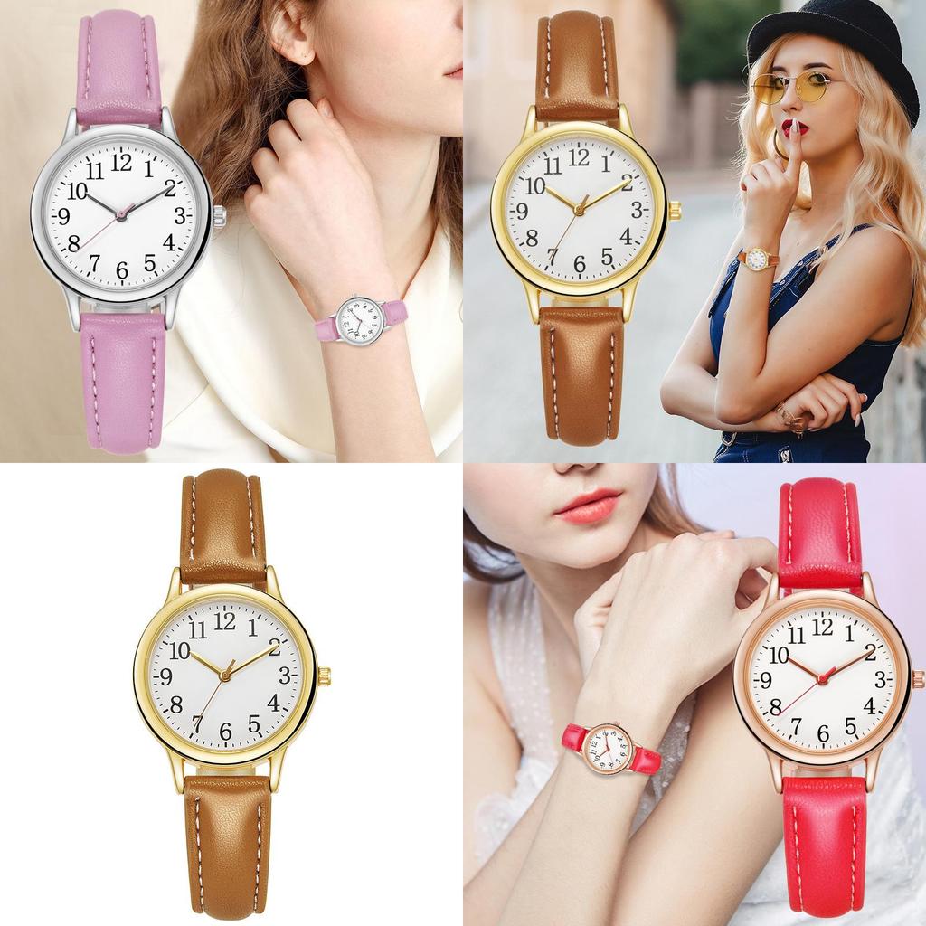 Fashionable Ladies Quartz Watch With Small Dial And Leather Strap Casual Style Waterproof Quartz Movement