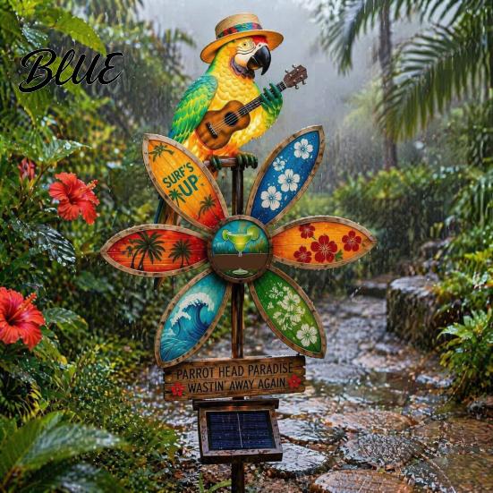 Automatic Dusk to Dawn Lights Resin Solar Parrot Garden Light Ground Stake Waterproof Outdoor Stake Tropical Yard Decor for Patio Lawn Pathway Flower