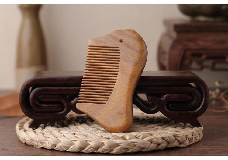 Custom Logo Natural Green Sandalwood Hair Combs