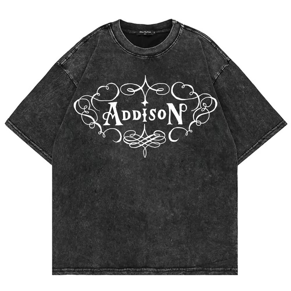 Cotton Vintage Washed Addison Rae Addison T Shirt Fashion Men/Women Aesthetic Retro T-Shirt Oversize Acid Wash Tees Shirts