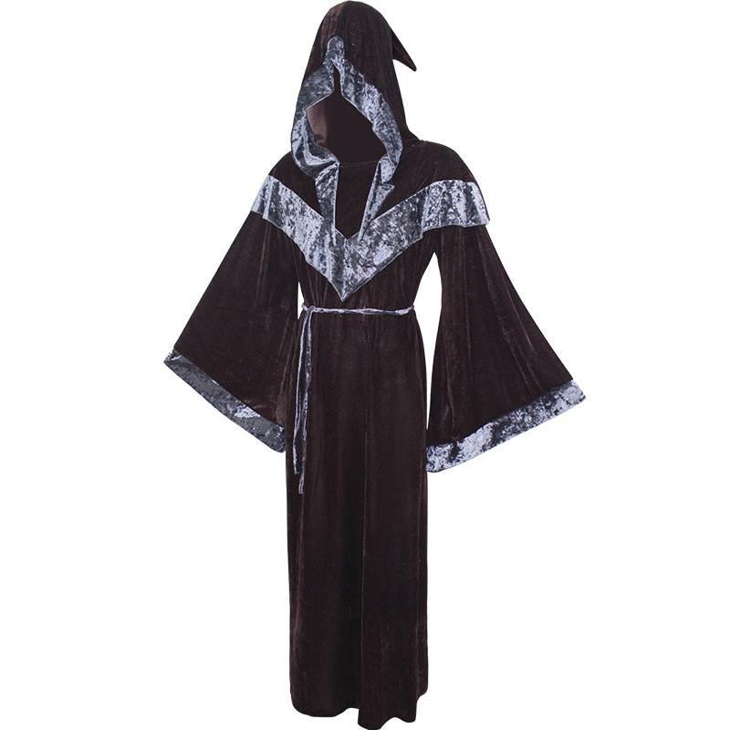 Monk Medieval Priest Robe Halloween Carnival Party Gothic Cosplay Cloak Costume