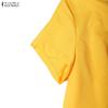ZANZEA Women Casual Round Neck Short Sleeve Splice A-line Dress