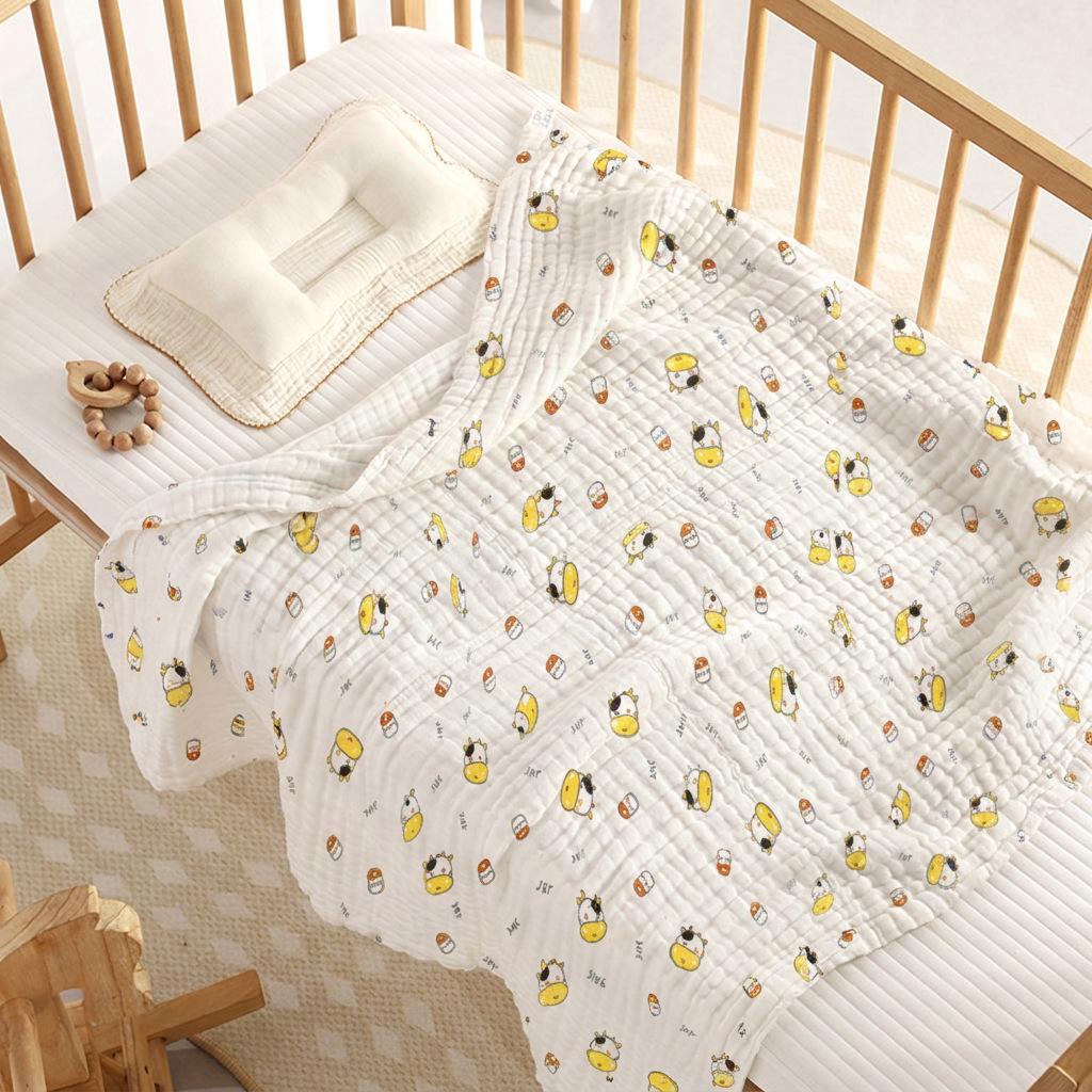 110x110cm High Density Pure Cotton Six-Layer Gauze Baby Bath Towel and Toddler Blanket
