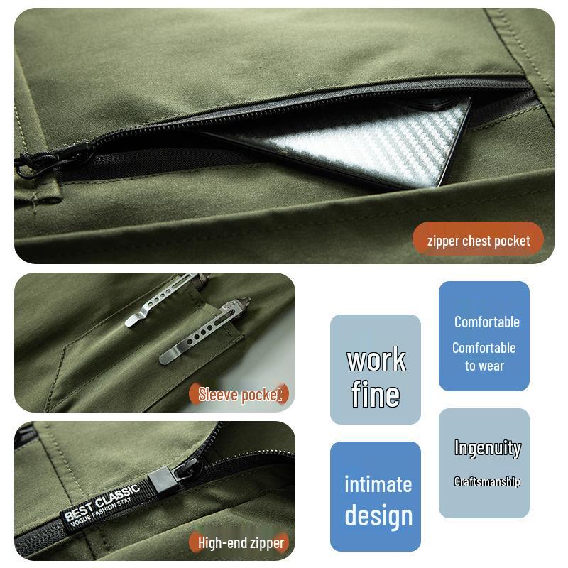 Men's Breathable Tactical Workwear Set - Wear-Resistant Jacket for Spring & Autumn Outdoor Mountaineering and Sports.