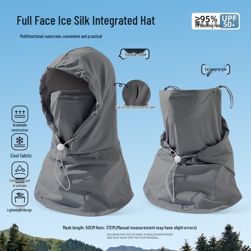 

Женская шляпа от солнца из ледяного шелка со встроенной маской для лица и гейтором для шеи для защиты от УФ-лучей