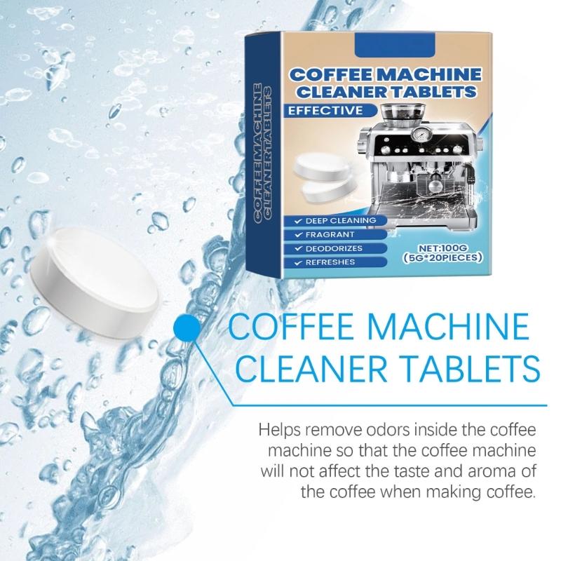 20 Pezzi Pastiglie Effervescenti per Pulizia Macchina del Caffè Pastiglie Anticalcare per una Manutenzione Facile e Sicura