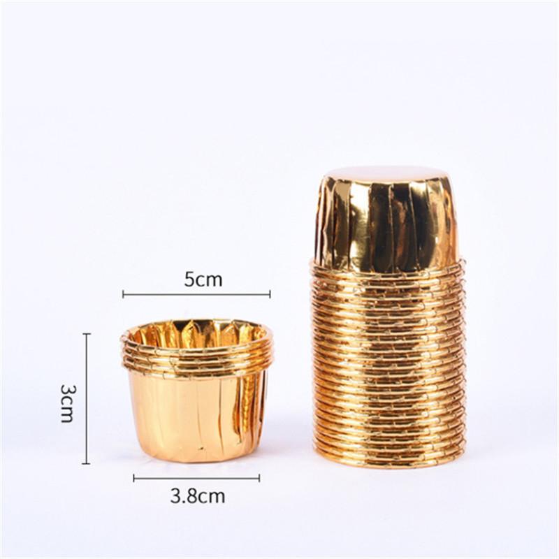 

50Pcs Small 3830 Film Roll Cup Heat-Resistant Baking Muffin Case Holder Aluminum Foil Curling Paper Wedding Party Cake Decor