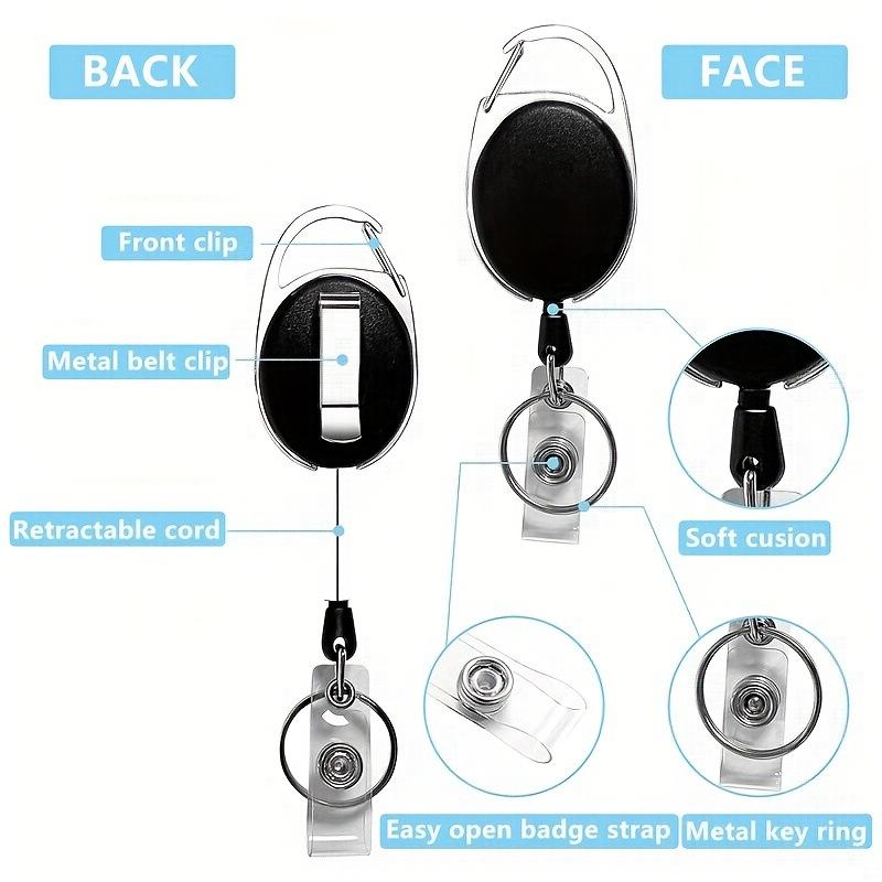 Multicolor Zinc Alloy High Resilience Solid Color Keychain Badge Holder with Pen Sleeve Retractable Easy Pull Buckle