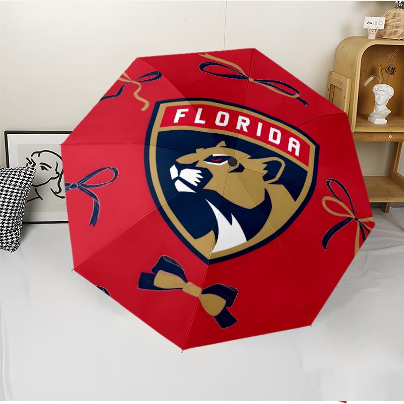 Florida Panthers Fashionable Automatic Opening/Closing Folding Umbrella. Portable and Foldable, Ideal for Gift, Travel, and Daily Use.