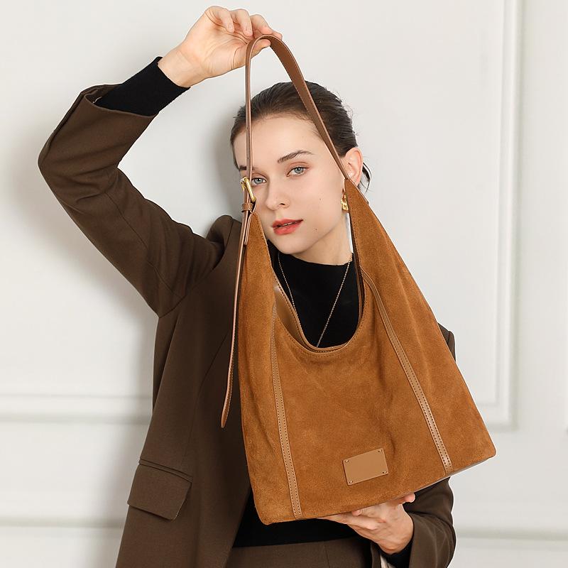 Large Bag for Women 2025 New Trend Genuine Leather Women's Bag Single Shoulder Underarm Bag Large Capacity Niche Matte Cowhide Crossbody Bag